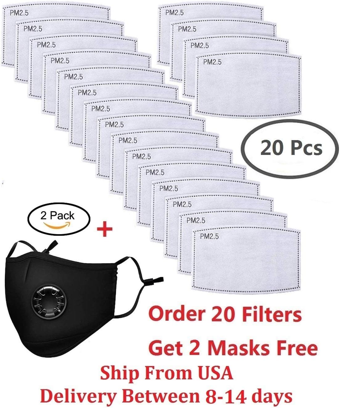Seekay 20PCS Adult PM2.5 Activated Carbon Filter Breathing Insert Protective Filters