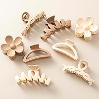 8PCS Hair Clips for Women, Flower Claw Clips for Thick Hair, Non-Slip Hair Accessories with Multi-Styles, Neutral Colors Hair