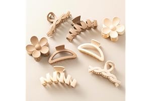 8PCS Hair Clips for Women, Flower Claw Clips for Thick Hair, Non-Slip Hair Accessories with Multi-Styles, Neutral Colors Hair