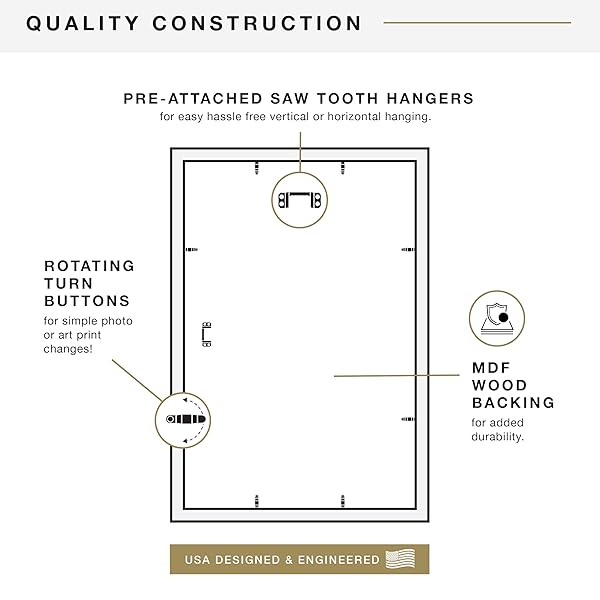 MCS STUDIO GALLERY 16X24 POSTER FRAME BLACK WOODGRAIN ENGINEERED WOOD, VERTICAL & HORIZONTAL WALL HANGING LARGE PICTURE FRAME FOR PHOTOS, POSTERS & ART PRINTS (2-PACK)