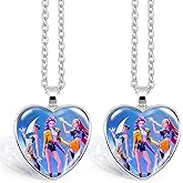 Easter Basket Stuffers for Kids 2PCS Korea Pop Heart Shape Necklace,Girls Group Jewelry Merchandise for Fans Enthusiast,Movie Lovers Gift Accessory,Colorful Sweater Chain