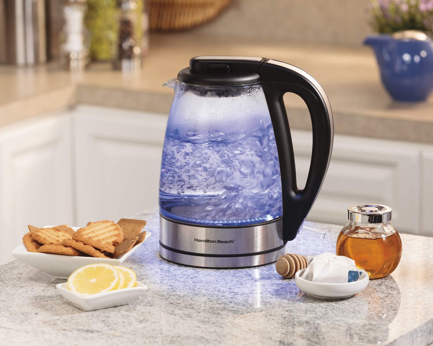 Hamilton Beach 1.7 L Glass Electric Kettle for Tea and Water, Cordless