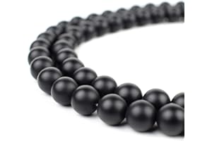 RIVER VALLEY GEMS RVG 12mm Natural Matte Black Onyx Beads Round Gemstone Loose Agate Stone Mala 15.5 in Strand for Jewelry Making (Approx 30-32 pcs)