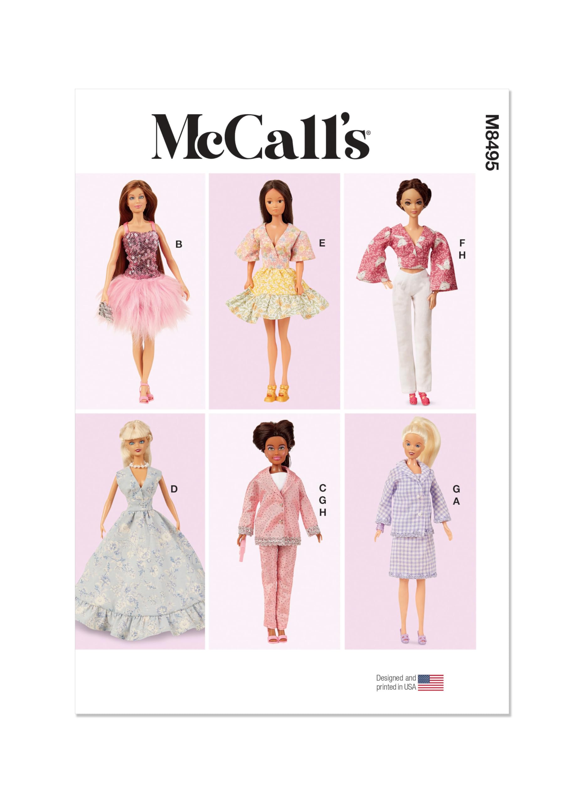 MCCALLS Sewing Pattern M8495OS 11-1/2" Fashion Doll Clothes OS (ONE Size)