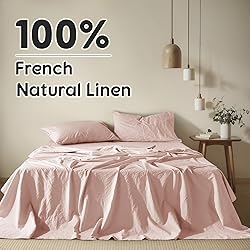 Shilucheng 100% French Linen Sheets - King Size Bed