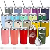 YOUKE OLA 20 Pack Stainless Steel Tumbler Bulk 20oz Insulated Vacuum Travel Mug Powder Coated Coffee Mug Gift for Laser Engrave, Assorted Colors