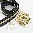 Sawoake 10 Yards Bulk Rits (#5) - Zwarte Nylon Coil Met Rose Gouden Tanden - Vervanging Naaien Met 10 STKS Sliders Voor DIY Craft Bags (#5 Rose Gold Black