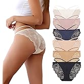 Ziboola Cheeky Lace Underwear for Women Sexy Seamless Bikini Panties Low Rise Hipster 6 Packs