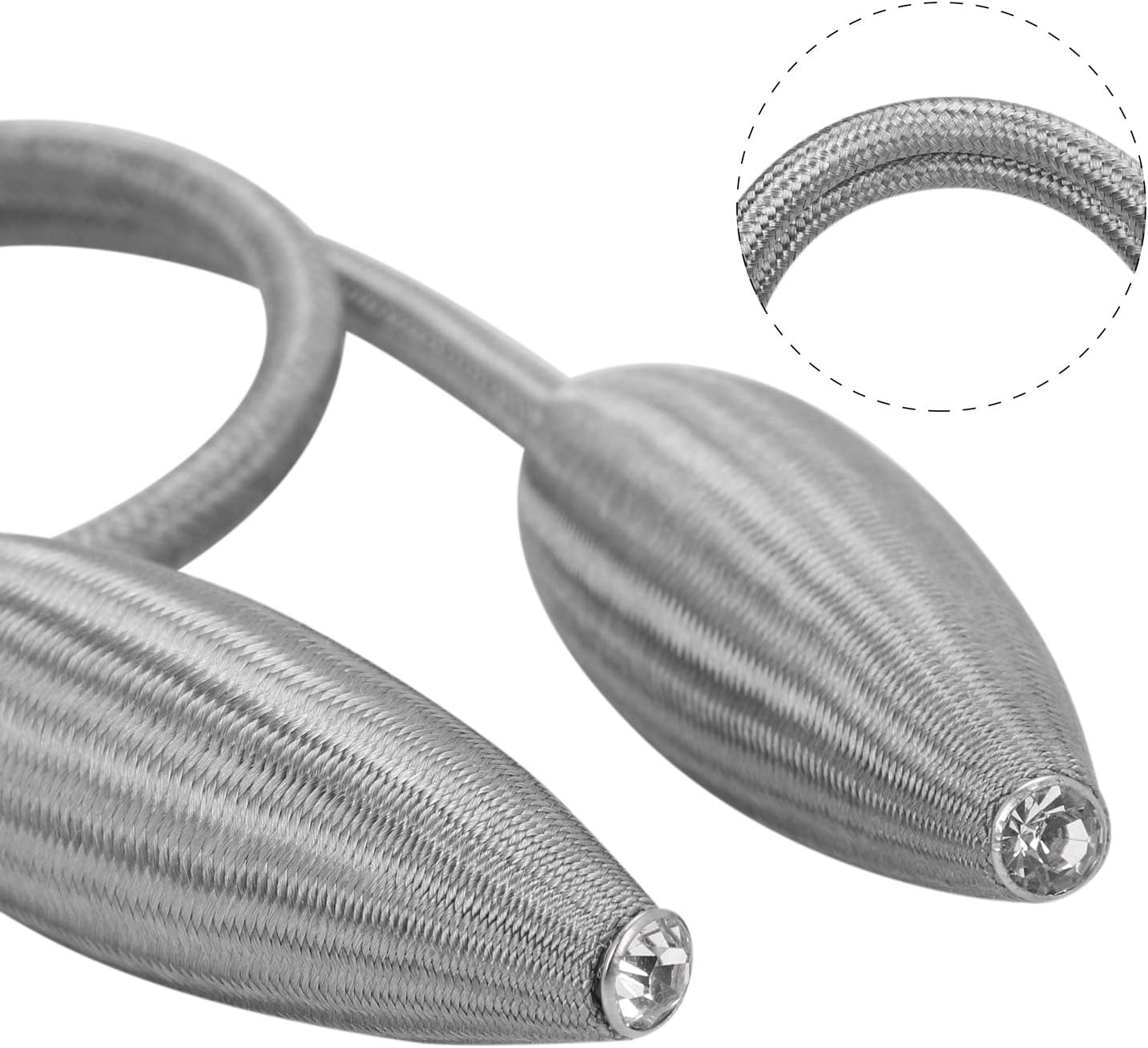 2PCS Curtain Tiebacks Oval Shape Curtain Holdbacks Clip Ropes Metallic Curtain Clips Creative Window Drape Twist Tieback Curtain Holder Hand Knitting Curtain Rope Buckles for Home Office Decor - Image 5