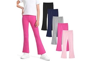 BOOPH 5 Pack Girls Flare Leggings High Waist Bell Bottom Pants Kids Cotton Casual Clothes for Teen Girl