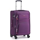 ROPLUS Softside Expandable Luggage with 4 Spinner Wheels, Durable Carry-On Luggage Suitcase (Purple, 21-Inch)