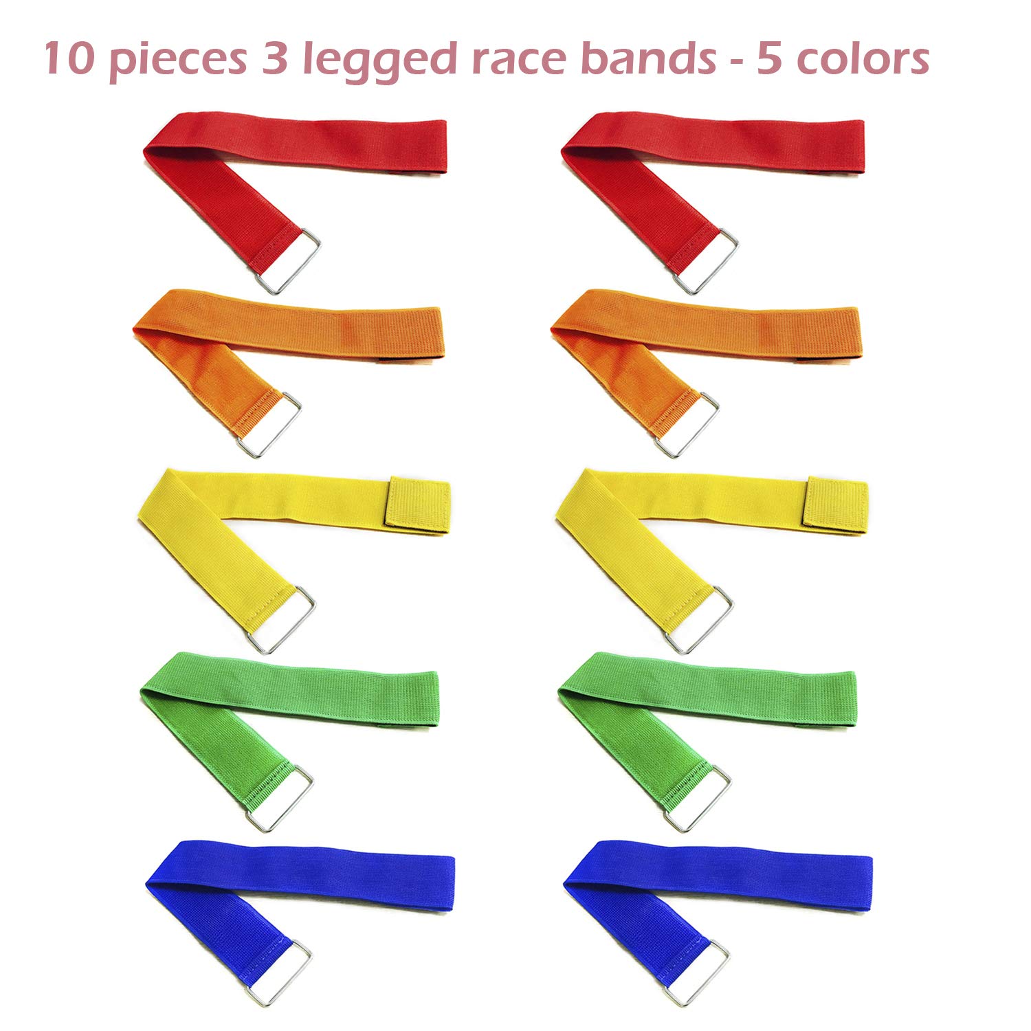 10 PCS 3 Legged Race Bands Three Legged Race Durable Firm Elastic Tie Rope Colorful 3 Leg Race Band for Kids Adult Outdoor Fun - view 2