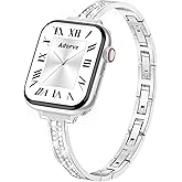 Adorve Slim Gold Bands Compatible with Apple Watch Bands for Women 38mm 40mm 41mm 42mm 44mm 45mm 46mm, Cute Dressy Thin Bracelet Stainless Steel Metal Strap for iWatch Bands Series 11 10 9 8 7 6 5 4 3 SE