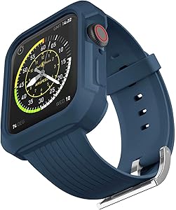 OHCBOOGIE TPU Mens Bands Compatible with Apple Watch Bands 44mm 42mm with Rugged Bumper Case,Sport Military Drop-Proof Shockproof Protective Cases for iWatch Series 6/5/4/3/2/1/SE