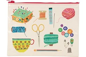 Blue Q Zipper Pouch, Sewing. Made from 95% Recycled Plastic, Chunky Sturdy Zipper, Easy-to-Wipe-Clean. 7.25"h x 9.5"w