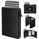 Wallet for Men Card Holder Slim Minimalist Wallet 6-8 Cards, Compact Wallet with Money Clip & ID Window, RFID Blocking Smart Pop Up Card Wallet, Metal Aluminum Credit Card Holder Bifold Wallet