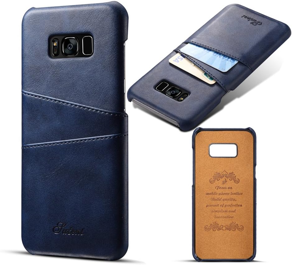 Samsung Galaxy S8 Plus Case, Premium Leather Wallet Sleek Slim Armor Scratch Resistant Protective Mobile Soft Cover Full-body Bumper for S8Plus (navy blue)