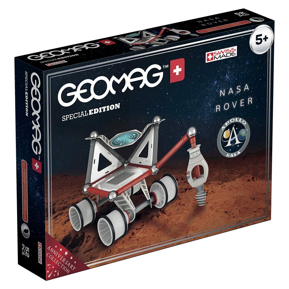 Geomag- 809 Special Edition - NASA Rover, Magnetic Constructions, White, Grey, Red, Blue, 52 Pieces
