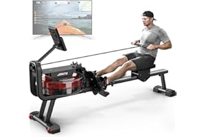 JOROTO MR23 Water Rowing Machine for Home Use, 300 Lbs MAX Weight Capacity Rower Machine with Bluetooth Function, Ipad Holder, 44 Days Kinomap Subscription