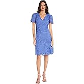 Maggy London Womens V-Neck Short Sleeve Floral Knee Length Dress for Women | Wedding Guest Dresses for Women