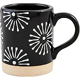 Mud Pie Black Starburst Stoneware Mug; 8 oz