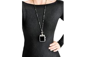 USEE TECH Adjustable Length Gun Smoke Cross Smartwatch Necklace 38mm of Series 3 2 1 / 40mm of Series 4 All Versions Crystal Jewelry New Watch Strap Neckband Chain Replacement Accessories Wearable Adaptor