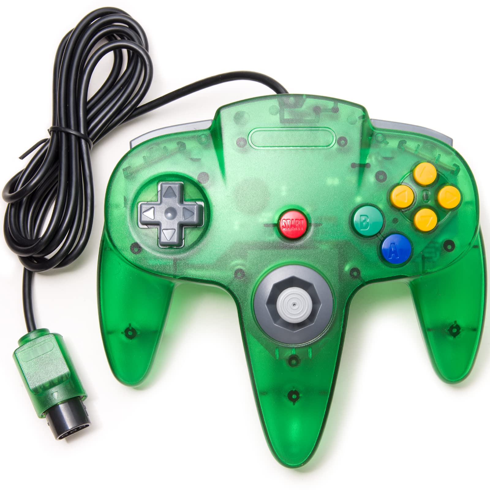 KIWITATA Classic N64 Controller, Retro N64 Wired Gaming Remote Joystick Replacement Controller for N64 System Video Games Console Clear Green