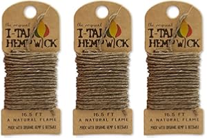 ROVKA I-Tal Hemp Wick (3pk) Made of Organic Hemp & Bees Wax Total 46.5 Ft