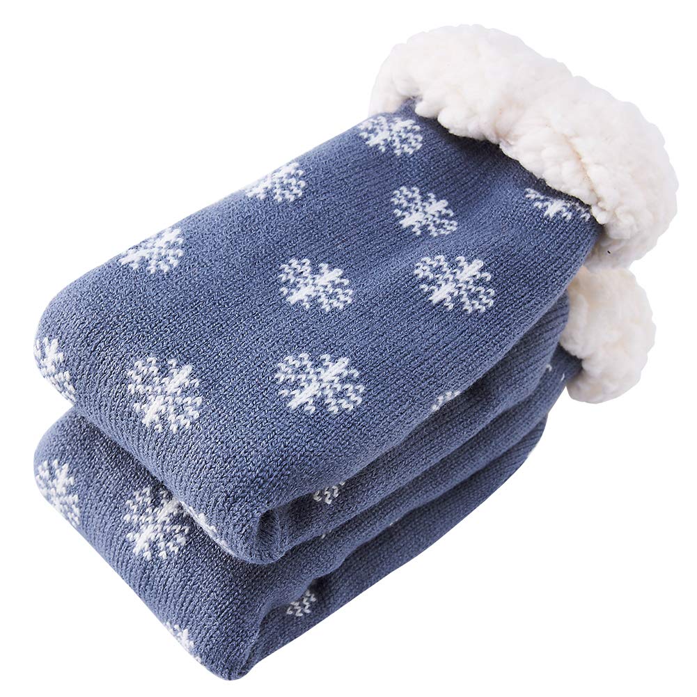 Spreadhoodie Hüttenschuhe Socken für Herren Damen Bunte Warme Kuschelsocken Wintersocken Weihnachtsmann Weihnachten mit Anti Rutsch Noppen Blau