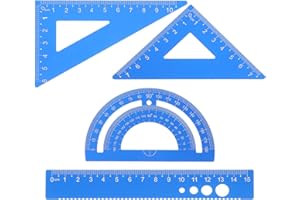 iplusmile Aluminum Alloy Protractor Ruler Set 4pcs Triangular Measuring Tools for Students Office Drafting