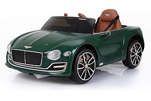 SEHOMY Kids Ride on car with Remote Control 12V, Bentley Style Electric Car Kids Battery Powered Motorized Vehicles with Seat, 2 Speed, LED Lights, MP3, Music, Horn, TF Card, USB Port, Green