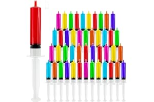 BCUEIDO 25 Pack Plastic Syringe with Tip Cap 60 ML Capacity Reusable Party Syringes, Durable Syringe for Halloween, Thanksgiving day, Christmas, Bachelorette