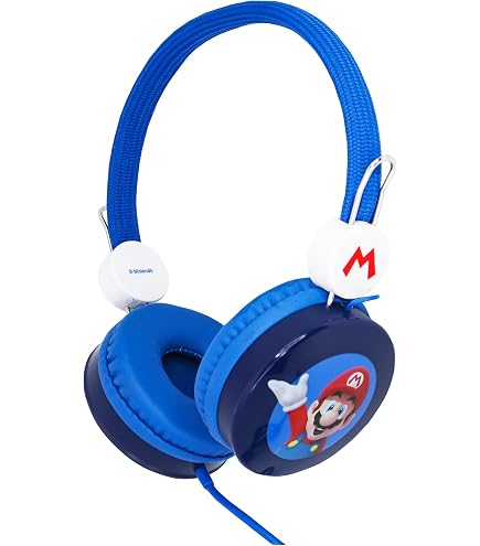 Super Mario Kinder-Kopfhörer (Rot/Blau) – Limitierte Lautstärke 85 DB | Für Kinder 3–7 Jahre