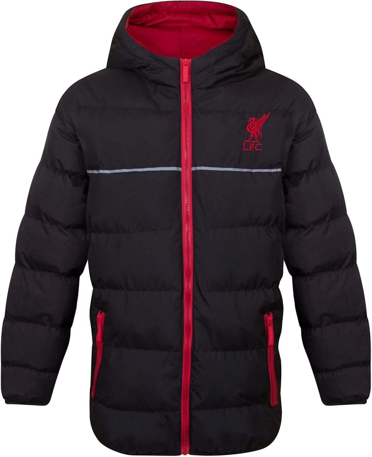 Liverpool FC Official Gift Boys Quilted Hooded Winter Jacket Black 23