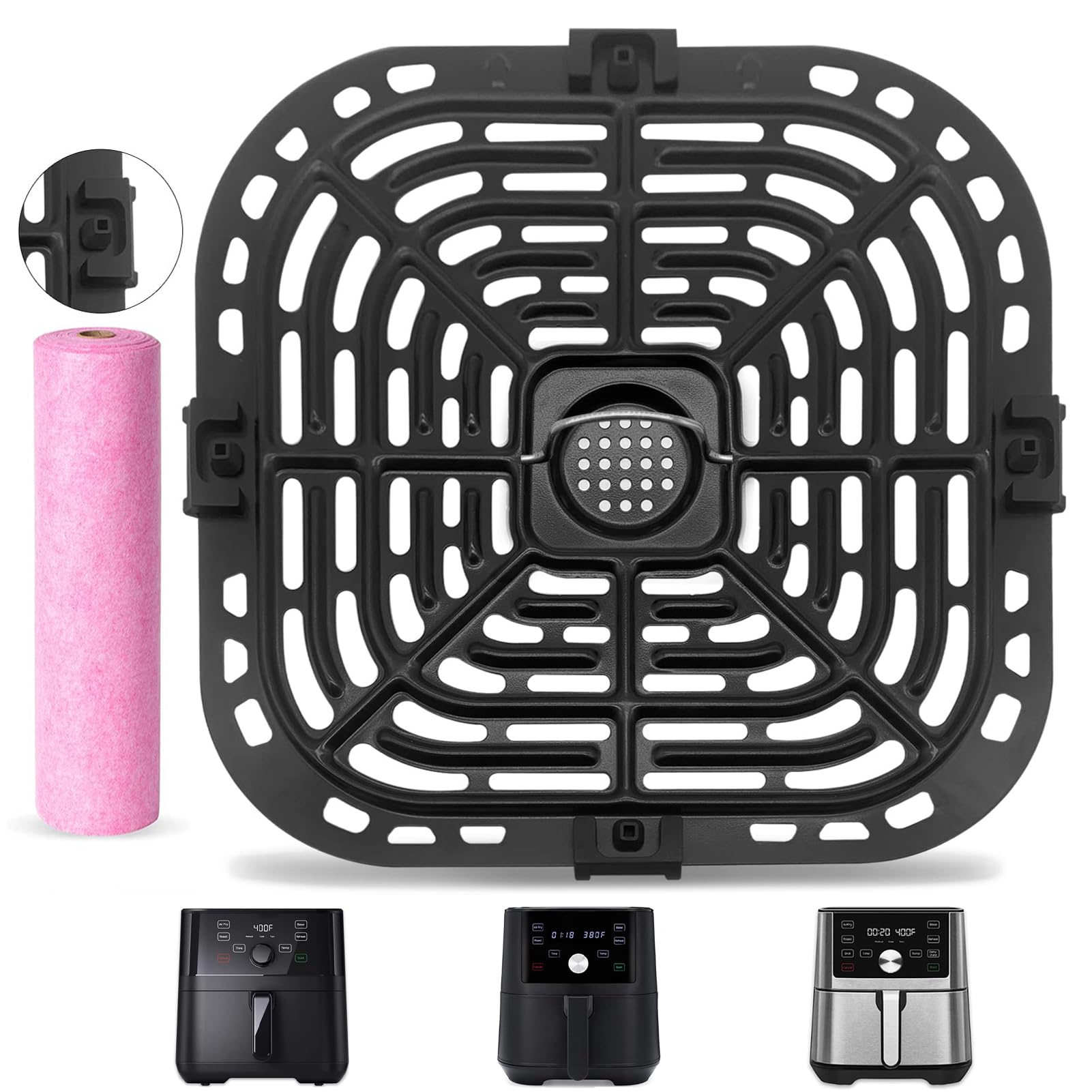 Air Fryer Accessories for Instant Vortex 6 in 1 5.7QT 6QT Gourmia GAF735 6 QT, Original Replacement Air Fryer Grill Plate Grill Pan Crisper Plate Tray Rack Parts, Dishwasher Safe