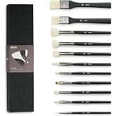 ARTIFY Oil Paint Brush Set - 11 Pieces | Professional Artist Paint Brush Set for Oil, Acylic and Gouache | Natural Hog Bristle Brushes with an Additional Nylon Brush