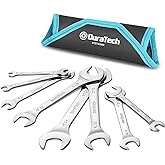 DURATECH Super-Thin Open End Wrench Set, 8-Piece, Metric | Slim Wrench Set, 5.5, 7, 8, 9, 10, 11, 12, 13, 14, 17, 19, 21, 22, 23, 24, 27 mm, Mirror Polished, Rolling Pouch