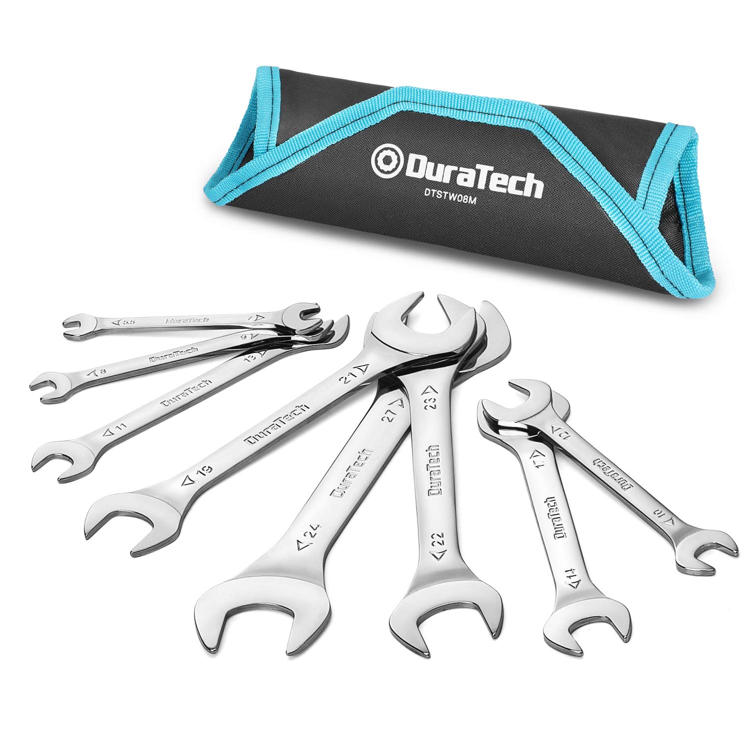 Photo 1 of *INCOMPLETE* DURATECH Super-Thin Open End Wrench Set, Metric, 8-Piece, Including 5.5, 7, 8, 9, 10, 11, 12, 13, 14, 17, 19, 21, 22, 23, 24, 27 mm, Slim Spanner Set with Rolling Pouch