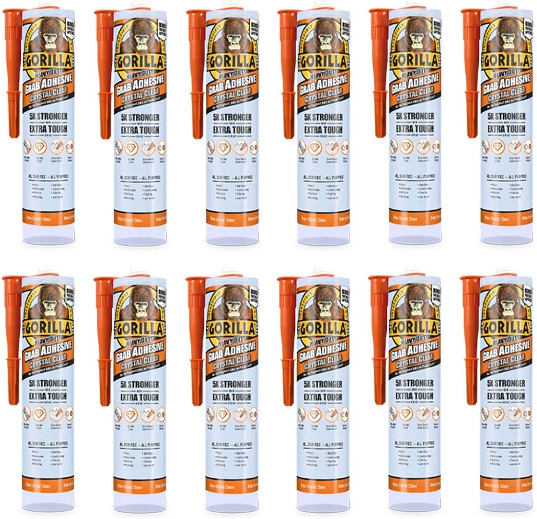 Gorilla Heavy Duty Grab Adhesive Crystal Clear 270ml (Pack of 12), 12 Pack