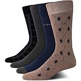 Calvin Klein Mens Crew Socks - 4 Pack Soft Cotton Blend Cushioned Crew Dress Socks for Men, for Formal, Casual and Work Wear