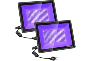 YANYCN 200W 2 Pack LED Black Light, Halloween Outdoor Blacklight Flood With Plug and Switch, IP66 Waterproof for Glow in The Dark, Party, Body Paint, Florescent, Aquarium