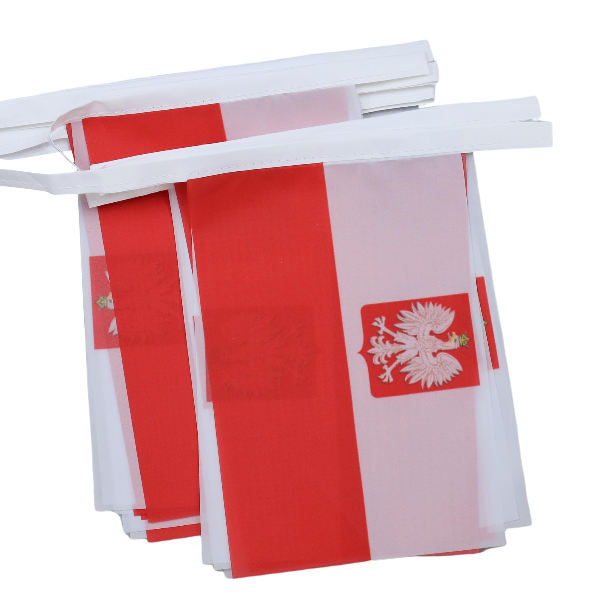 AZ FLAG - Poland with eagle Bunting Flag - 40 Ft Garland with 20 Polish coat of arms Flags 18'' x 12'' - 100% Polyester String Pennant - 12 meters