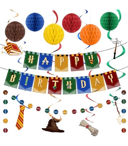 Happy Birthday Decorations Banner - Wizard School Magic Theme Party Supplies