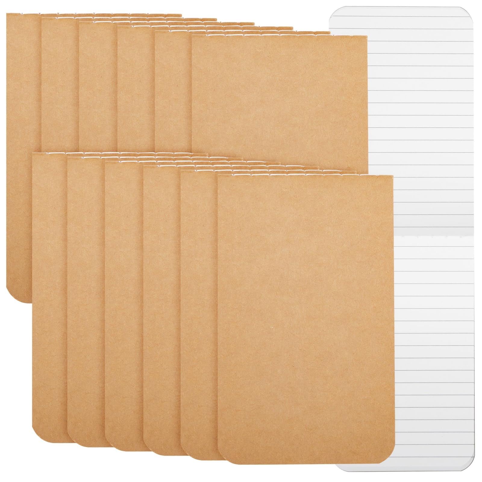 12 Pack Tactical Size top Bound Kraft Book, Kraft Cover no Printing, Round Corner, Sewn top Binding - Brown, 2.8" x 4.6", (6.8 x 11.4 cm)