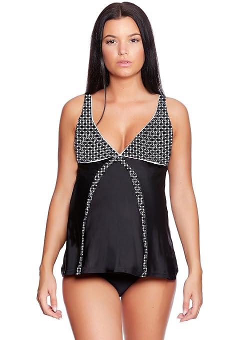 Frauen Schwangerschafts-Tankini mit hübschen Details Slip Bikinihose im individualen Look verstellbare Träger Umstands-Tankin