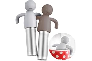 HICARER 2 Pieces Tea Infuser for Loose Tea Cute Fine Mesh Tea Strainer Stainless Steel Tea Filter Ball Tea Diffuser Steeper for Teacups Teapots (Brown, Gray)