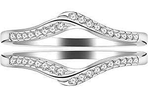 Uloveido 925 Sterling Silver Round CZ V Wrap Ring Guard Enhancer 2pcs Stack Rings Set Wedding Anniversary JewelryY1516