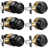 3 Sets Entry Door Knob and Single Cylinder Deadbolt