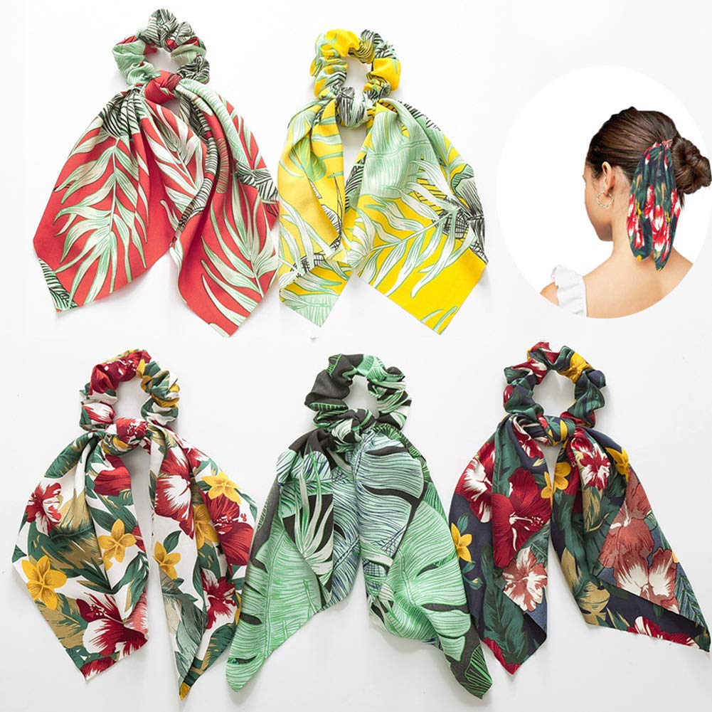 Amazon Com 5 Pieces Hair Scrunchies Ribbon Hair Tie Elastic Hair