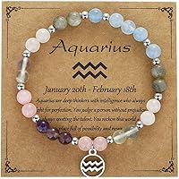 YIZHEDE Zodiac Natural Stone Bracelet – Handmade Crystal Healing Bracelet with Zodiac Charm – Adjustable Beaded Jewelry Gift 